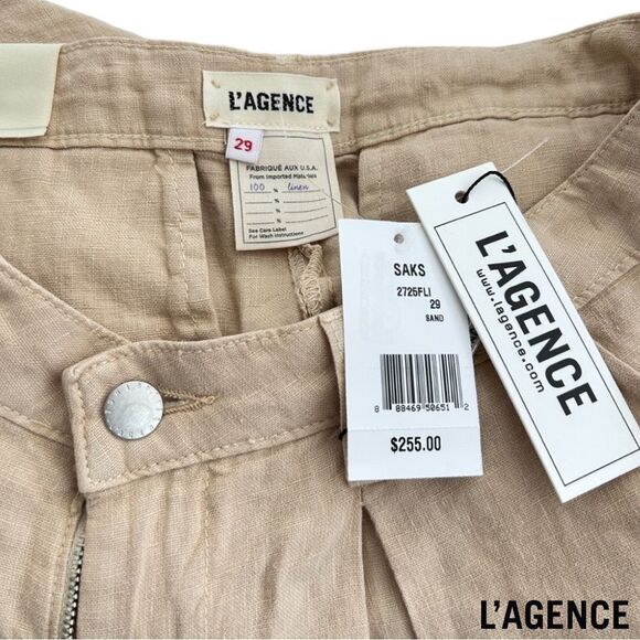 L’AGENCE **NWT** Zahari High Rise Pleated Short in Sand - Picture 7 of 7